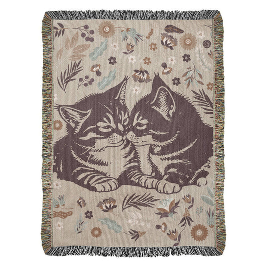 Snuggling Kitties - Woven Blanket - Blanket